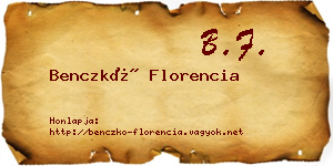 Benczkó Florencia névjegykártya